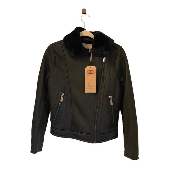 Celtic & Co. Sheepskin Biker Jacket US 4/UK 8 - Picture 5 of 14